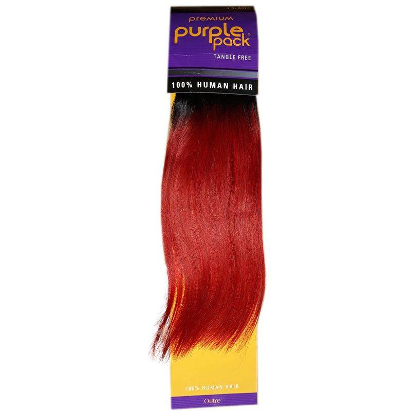 Outre Premium 100 Human Hair Yaki Straight Purple Pack T Red