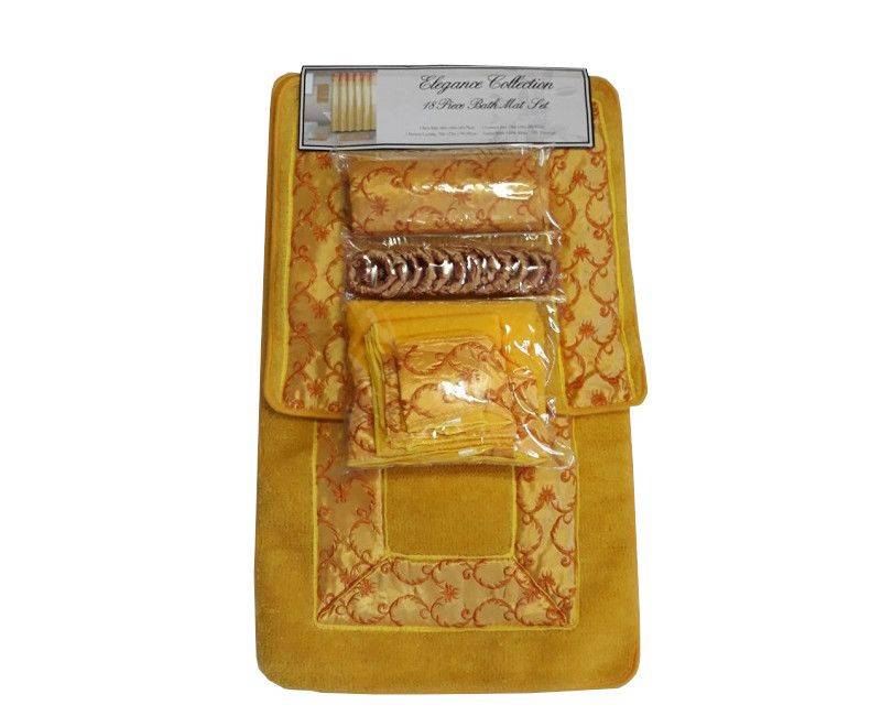 Elegance Collection 18 Piece Bath Mat Set Yellow