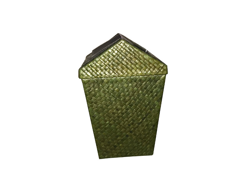 Rattan Bedroom Or Office Waste Bin Green Garbage Fashion Trash Can