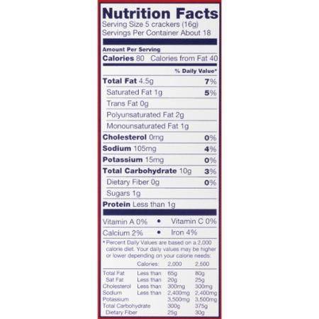 Ritz Crackers Nutrition Facts Label