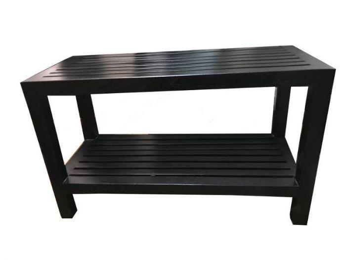 Solid Spa Black Shower Bench With Storage Shelf